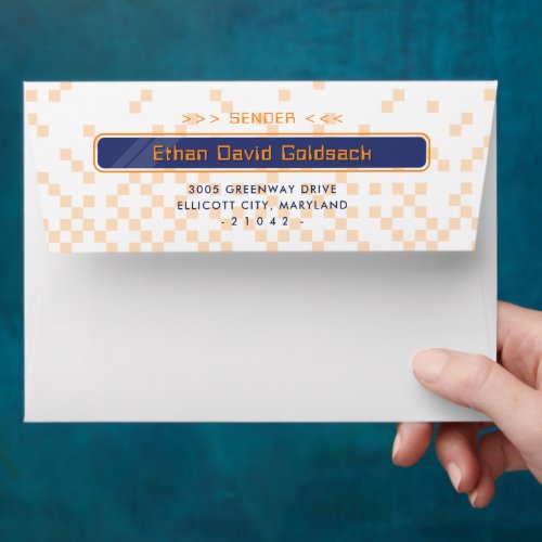 MODERN GAMING return address trendy blue orange Envelope