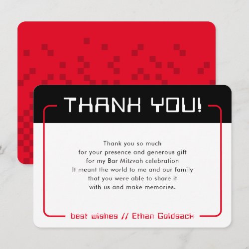 MODERN GAMING THANKS Bar Mitzvah cool black red
