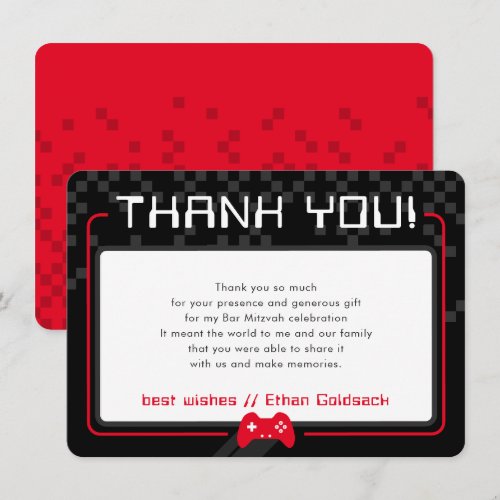 MODERN GAMING THANKS Bar Mitzvah cool black red