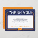 MODERN GAMING THANKS Bar Mitzvah navy blue orange Thank You Card<br><div class="desc">by kat massard >>> www.simplysweetPAPERIE.com <<< A simple design for your THANK YOU FLAT CARDS - to match your main invitations. Love the design, but would like to see some changes - another color scheme, product, add a photo or adapted for a different occasion - no worries simply contact me,...</div>