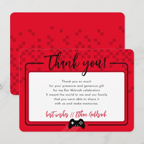 MODERN GAMING THANKS Bar Mitzvah red black