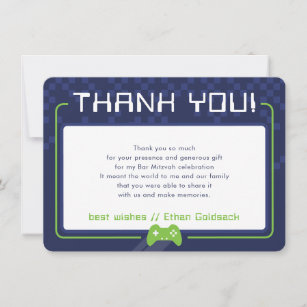 MODERN GAMING THANKS navy blue neon green Thank You Card