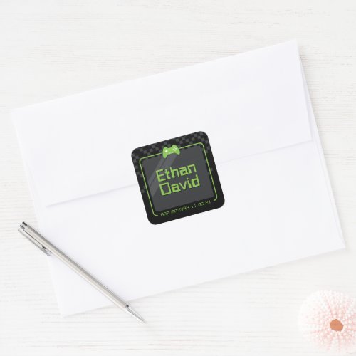 MODERN GAMING trendy black neon green Square Sticker