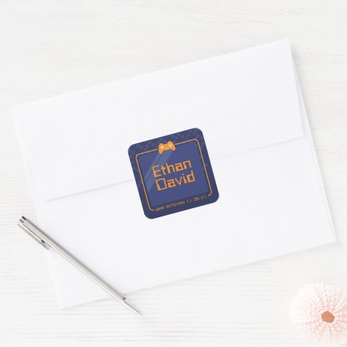 MODERN GAMING trendy cool navy blue ornage Square Sticker