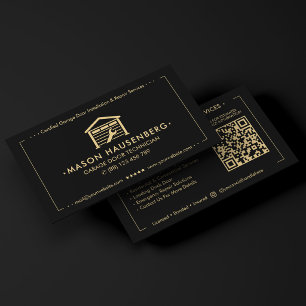 Modern Garage Door Technician Black Business Card