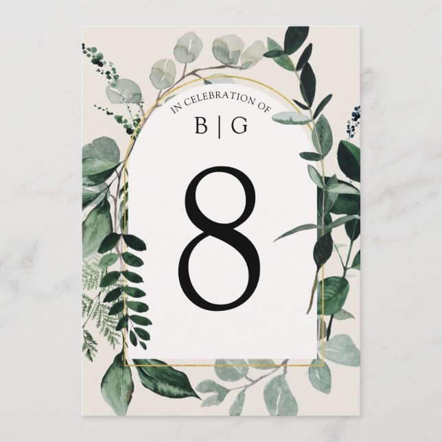 Modern Garden beige wedding table number (Front)