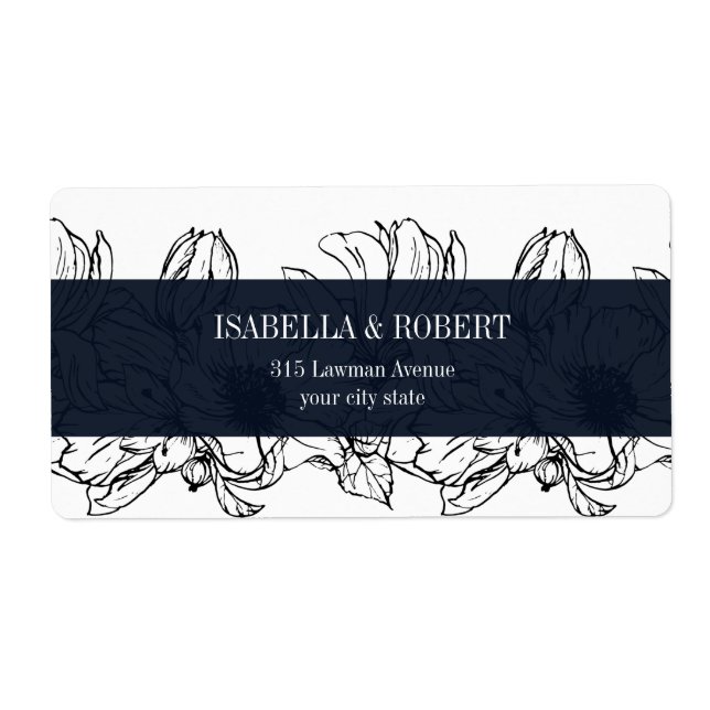 Modern Garden | Blue | Floral wedding Label (Front)