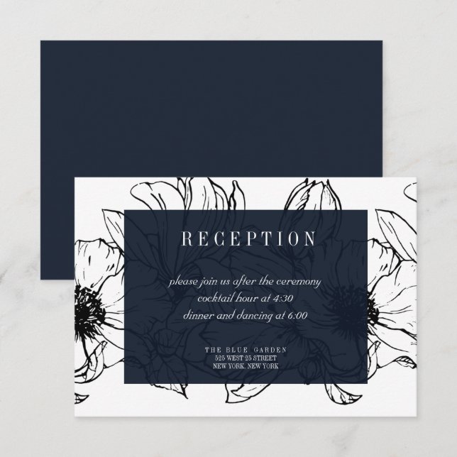 Modern Garden | Blue | Floral wedding RSVP Invitation (Front/Back)