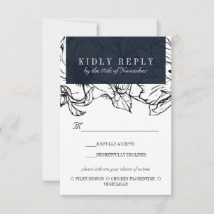 Modern Garden Blue wedding Meal Choice RSVP
