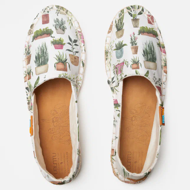 Modern Garden Botanical Potted Plants Pattern Espadrilles  display picture 1
