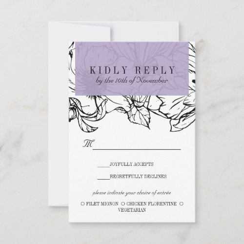 Modern Garden  Lavender wedding Meal Choice RSVP