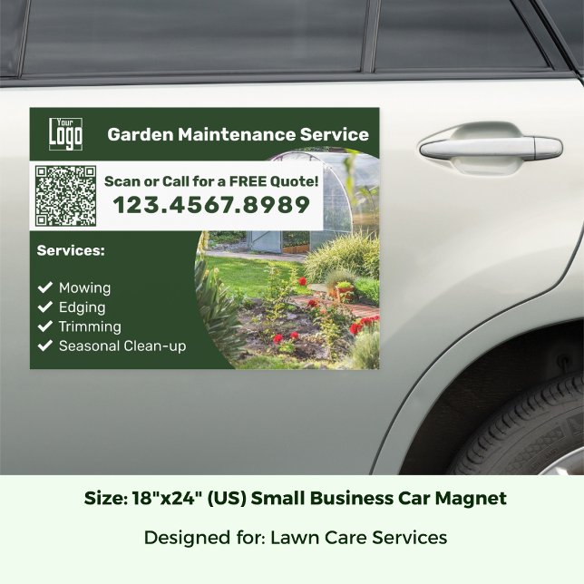 Modern Garden Maintenance Service Scan/Call Car Magnet (Modern Garden Maintenance Service Scan/Call Car Magnet; Size: 18 x 24 Inch (US))