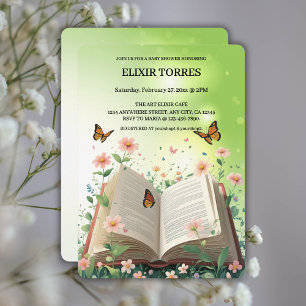 Modern Garden Storybook Floral Baby Shower Invitation
