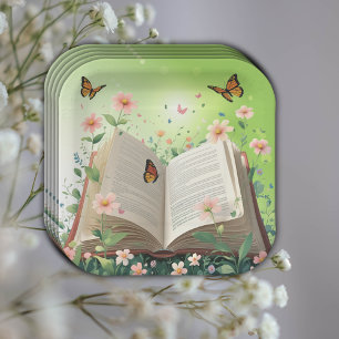 Modern Garden Storybook Floral Baby Shower Paper Plates