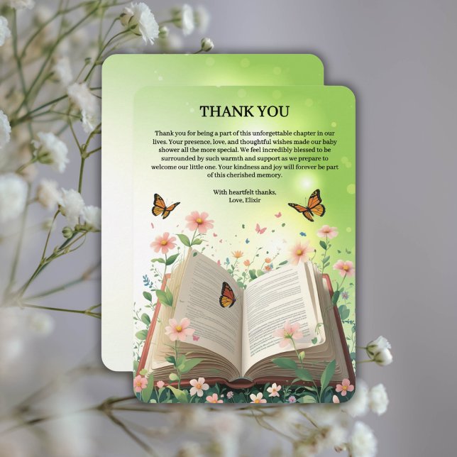 Modern Garden Storybook Floral Baby Shower Thank You Card (Creator Uploaded)