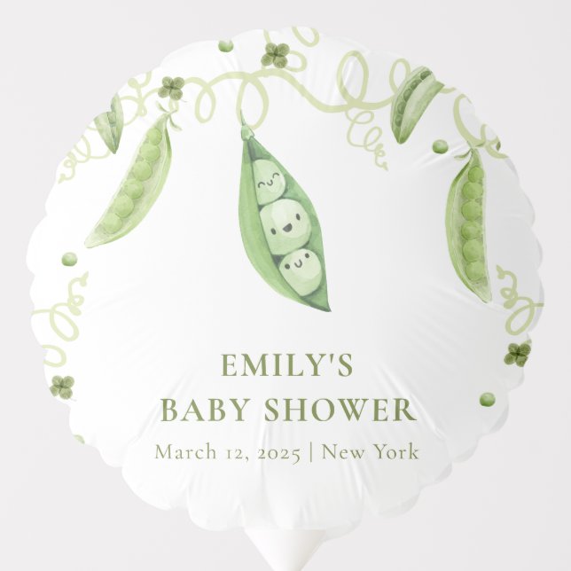 Modern Garden Sweet Pea In Pod Baby Shower  Balloon (Front)