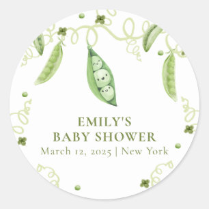 Modern Garden Sweet Pea In Pod Baby Shower  Classic Round Sticker