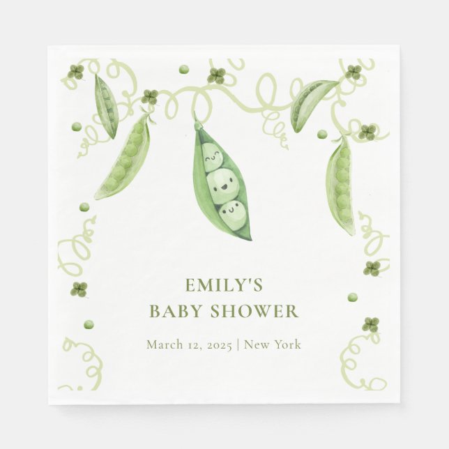 Modern Garden Sweet Pea In Pod Baby Shower  Napkins (Front)