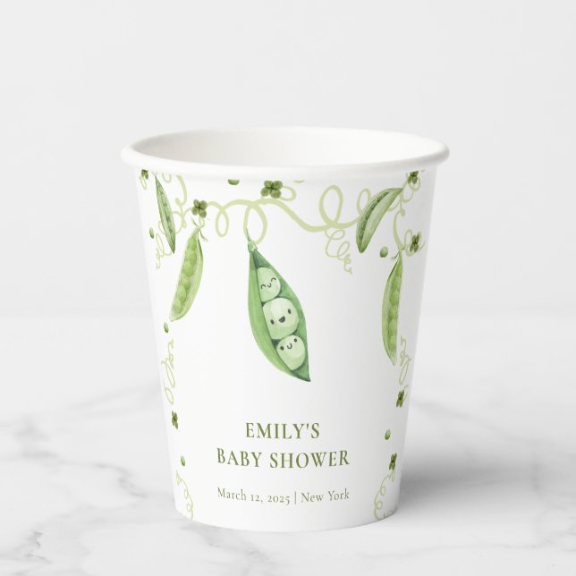 Modern Garden Sweet Pea In Pod Baby Shower  Paper Cups (Front)