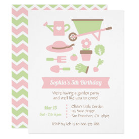  Modern Garden Tools and Plants Birthday Party Invitations