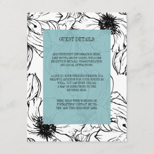Modern Garden Turquoise wedding Guest Details Enclosure Card