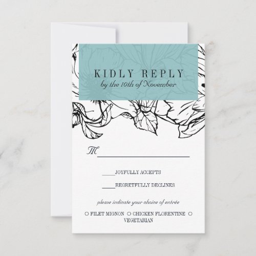 Modern Garden  Turquoise wedding Meal Choice RSVP