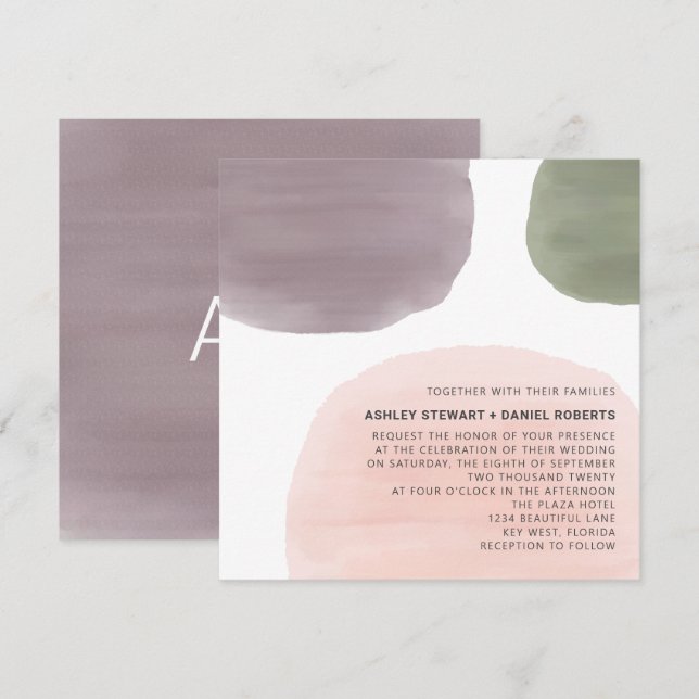 Modern Garden Watercolor Wedding Invitation (Front/Back)