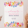 Modern garden wildflowers script bridal welcome poster