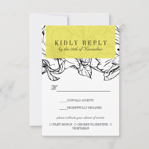 Modern Garden  Yellow wedding Meal Choice RSVP