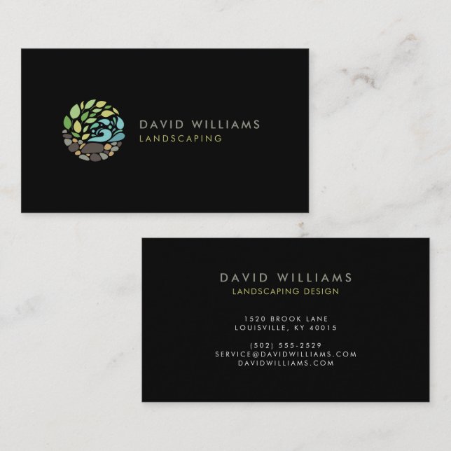 Modern Gardener Landscaping Logo Business Card (Front/Back)