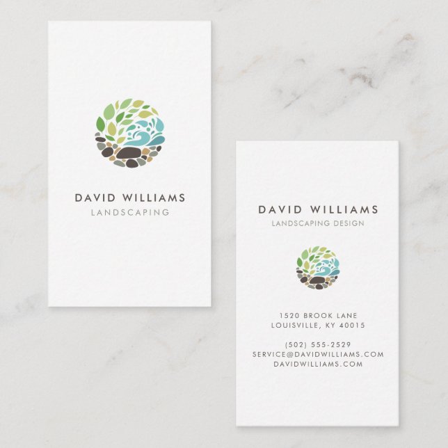 Modern Gardener Landscaping Logo Business Card (Front/Back)