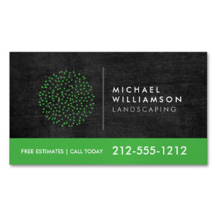 Modern Gardener Landscaping Shrub Logo Black Wood Business Card Magnet