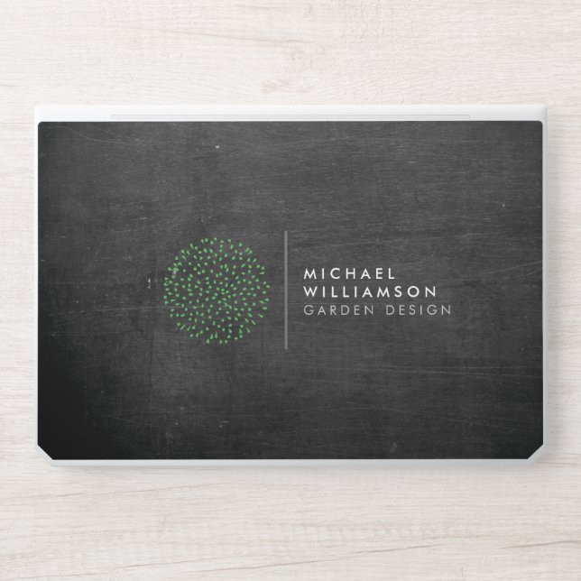 Modern Gardener Landscaping Shrub Logo Black Wood HP Laptop Skin (Front)