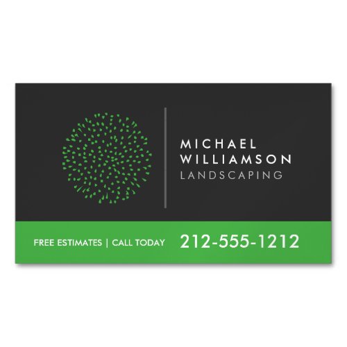 Modern Gardener Landscaping Shrub Logo Dark Gray Business Card Magnet