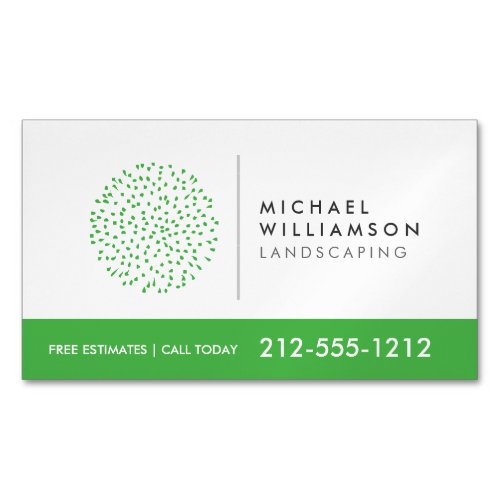 Modern Gardener Landscaping Shrub Logo on White Business Card Magnet