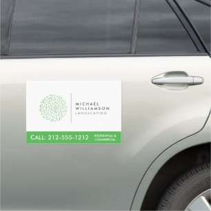 Modern Gardener Landscaping Shrub Logo on White Car Magnet