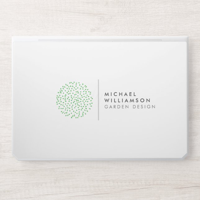 Modern Gardener Landscaping Shrub Logo on White HP Laptop Skin (Front)