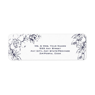 Modern, Gardenia, Navy and Blush, Wedding Label