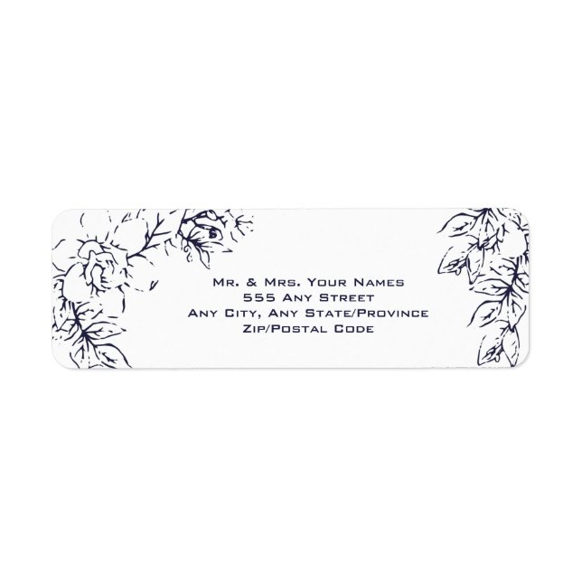 Modern, Gardenia, Navy and Blush, Wedding Label (Front)