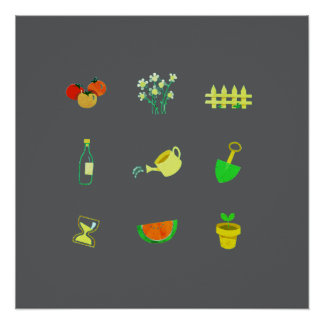 Modern gardening poster on dark gray background