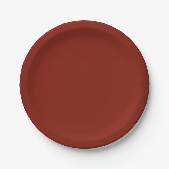 Modern Garnet Red Customizable Paper Plates (Front)