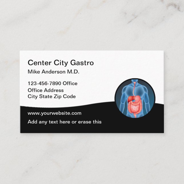 Modern Gastroenterologist Medical Business Cards (Front)