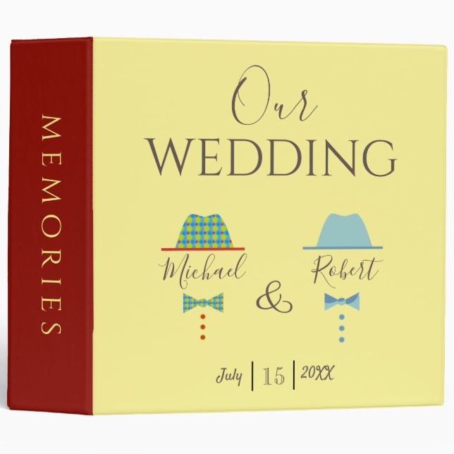 Modern Gay Wedding Album 3 Ring Binder (Front/Spine)