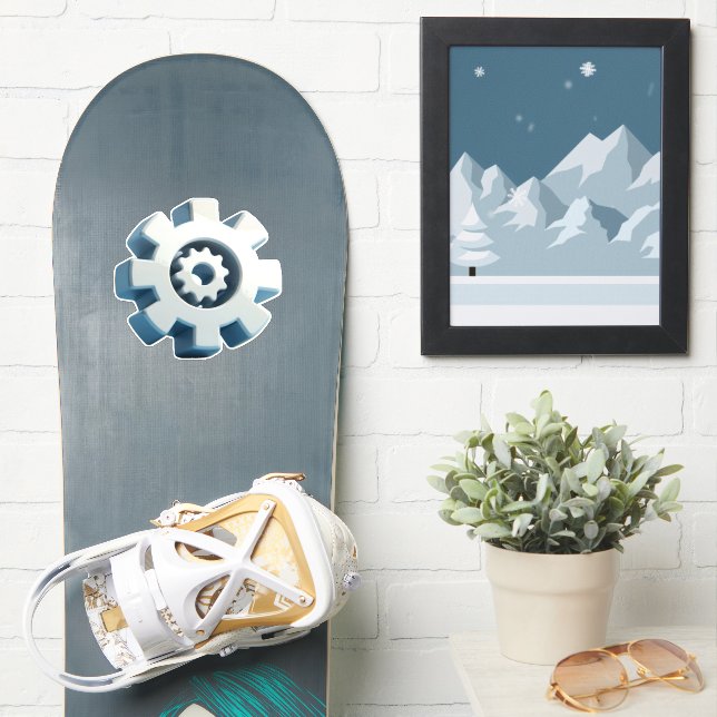 Modern Gear Icon Sticker (Snowboard)