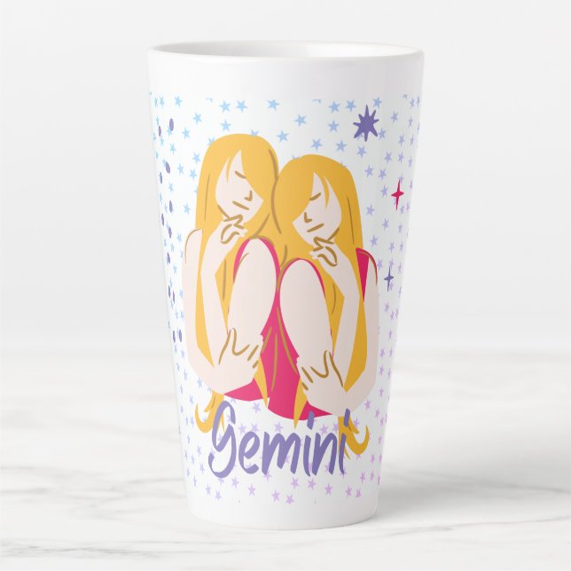 Modern Gemini Twins Zodiac Latte Mug (Front)