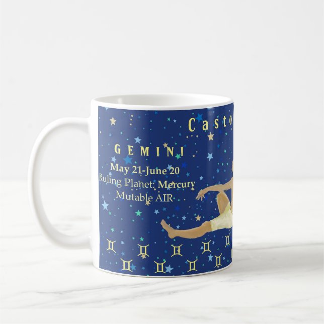Modern Gemini zodiac illustration personalized Coffee Mug (Left)