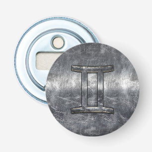 Modern Gemini Zodiac Sign Grunge Distressed Style Bottle Opener