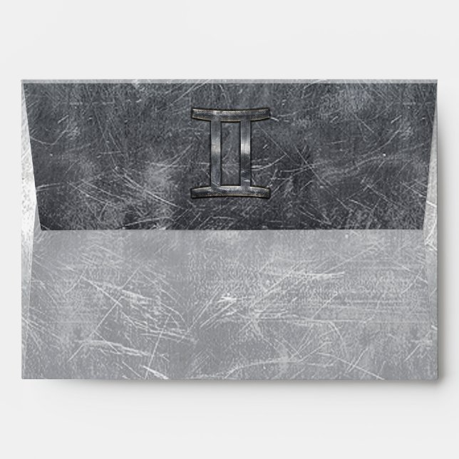 Modern Gemini Zodiac Sign Grunge Distressed Style Envelope (Back (Top Flap))