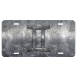 Modern Gemini Zodiac Sign Grunge Distressed Style License Plate