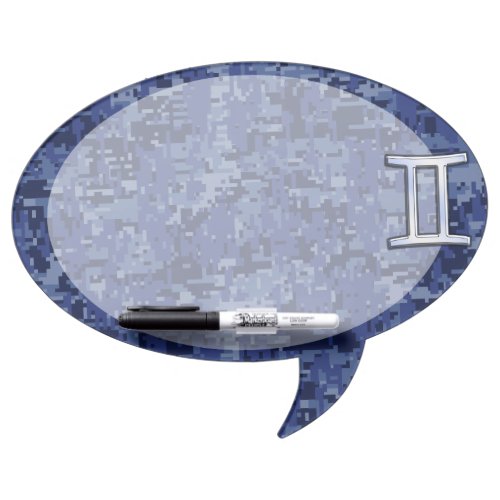 Modern Gemini Zodiac Sign Navy Blue Digital Camo Dry Erase Board